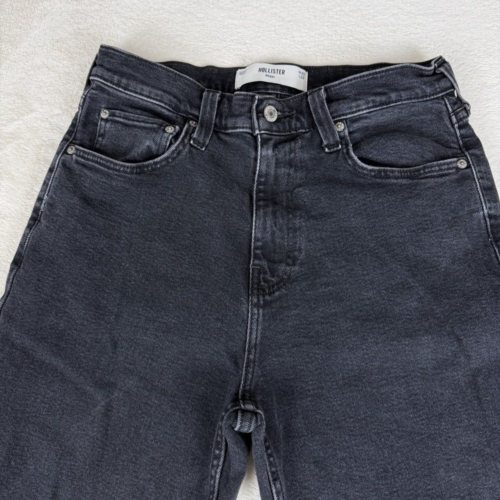 Hollister Men's Baggy Black Washed Denim Jeans Size W30 L32 Y2K - Picture 2 of 9